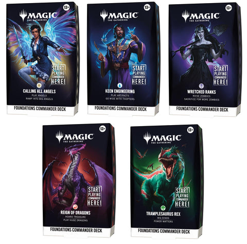 shop deals on mtg commander deck Magic the Gathering Foundations Starter Commander Deck (Set of 5)