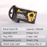 Auline SR 1350mAh 6S 120C 22.2V LiPo Battery XT60