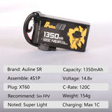 Auline SR 1350mAh 4S 120C 14.8V LiPo Battery XT60