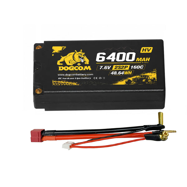 DOGCOM 6400mAh 160C 2S2P HV 7.6V Hardcase 5.0mm RC LiPO Battery T-Plug [DG]